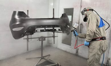 Painting a rear bumper